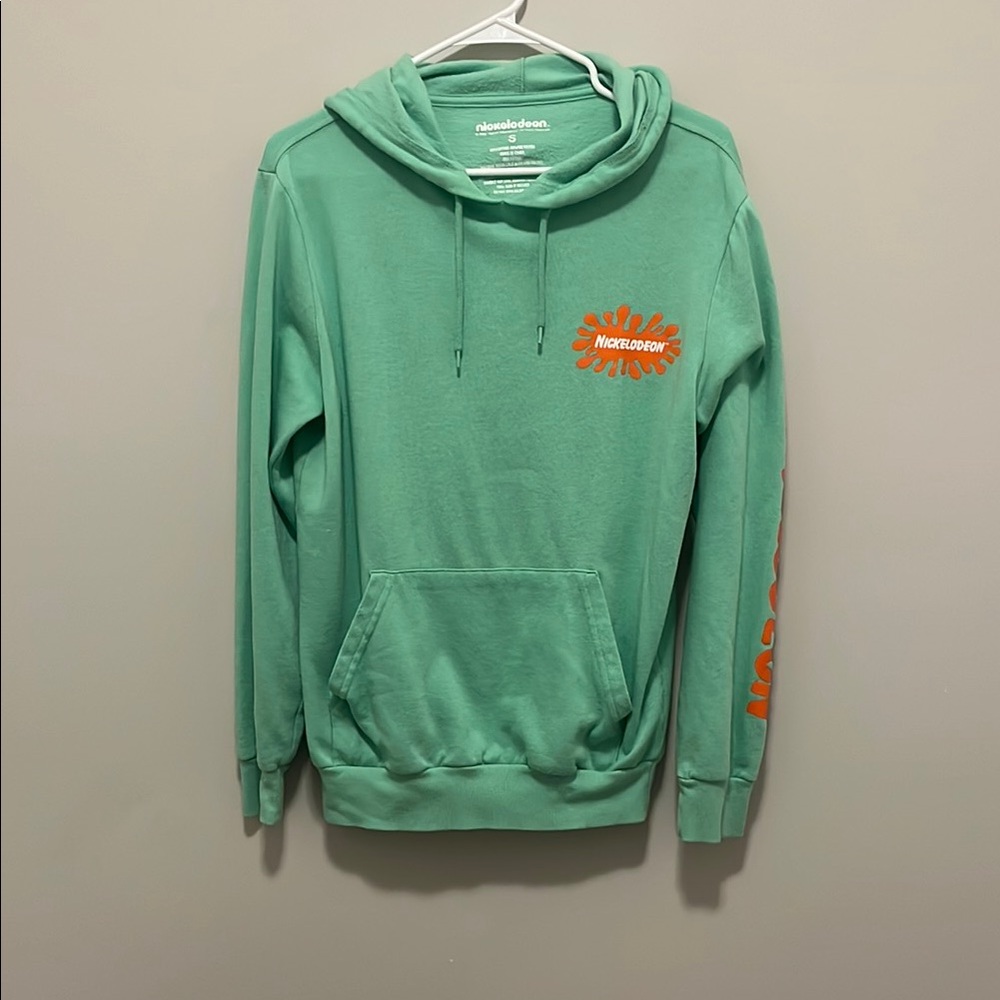 Nickelodeon Mint Green Hoodie with Orange Logo